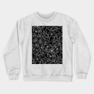 Floral tracery in black and white, elegant ornamental monochrome print Crewneck Sweatshirt